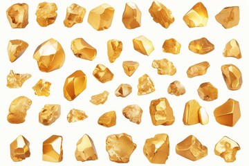 gold stone ingot on white background