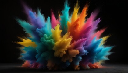 Explosion of colored powder on black background