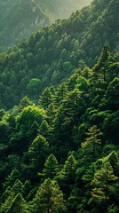 Lush forests clinging to mountain slopes