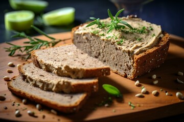 Appetizing Slices bread pate. Toast goose. Generate Ai