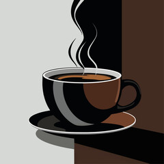 Hot Streaming Coffee Cup Illustration with Fully Editable Vector File