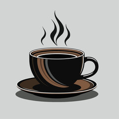 Obraz premium Hot Streaming Coffee Cup Illustration with Fully Editable Vector File