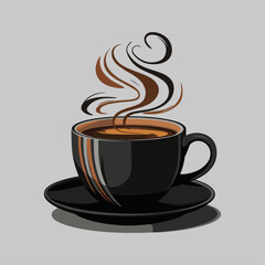 Hot Streaming Coffee Cup Illustration with Fully Editable Vector File