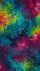 Vibrant explosion of colors dominates image, where hues of red, blue, yellow, green blend ly creating visually stimulating effect. Abstract nature of colors evokes sense of mystery, wonder. - obrazy, fototapety, plakaty