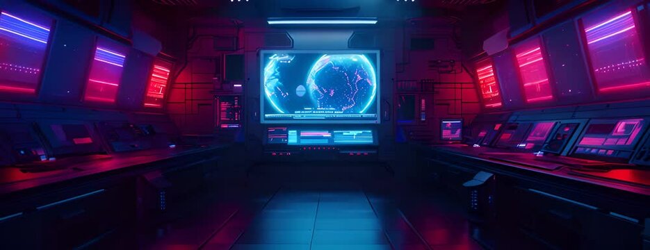 futuristic room in cyberpunk. vector simple illustration 4K Video