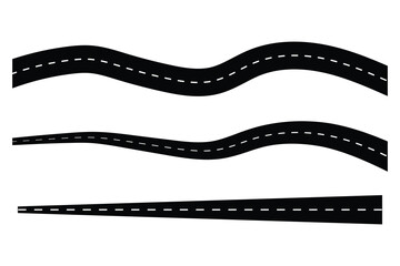 Fototapeta premium Road icon silhouette highway symbols. Seamless highway marking Isolated on white background. Road icon silhouette vector illustration. eps 10