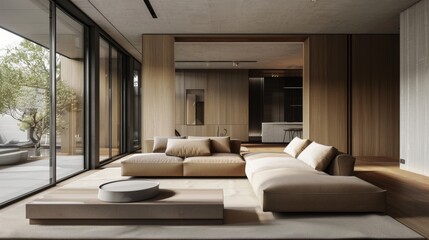 Fototapeta premium Minimalist interior design focusing on functionality and simplicity