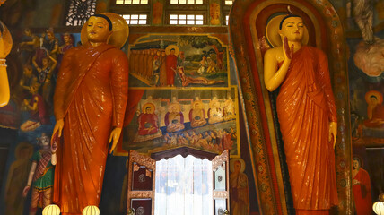 Statues of Disciples of Lord Buddha on Gate Side, Gangaramaya Temple, Colombo, Sri Lanka.