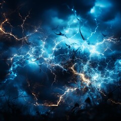 Obraz premium Dynamic Electric Plasma Art Illustrating a Vivid Lightning Storm