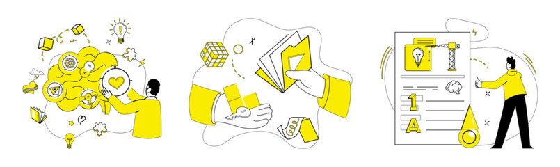 Creative solutions vector illustration. The intellectual realm thrives when businesses prioritize creative problem-solving Dive into sea improvement, riding waves innovative business strategies