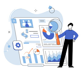 Market research. Vector illustration. Strategic planning is essential for incorporating market research into business strategies Market research provides valuable information for understanding