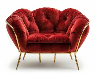 red armchair sofa isolated on white background