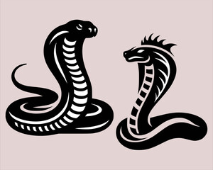 Fototapeta premium Silhouette of Snake Simple Vector Design. Silhouette of black cobra Simple Vector Design. snake vector.