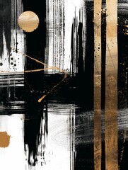 Obraz premium A painting featuring a monochrome color scheme with intricate gold accents throughout the composition