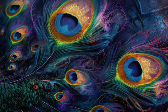 peacock feather background, Behold the mesmerizing allure of a beautiful and colorful abstract peacock feather background, adorning your screen like a regal tapestry