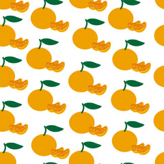 color isolated seamless pattern mandarin in flat shape style in vector. template for backdrop textile wallpaper wrapping background print decor design