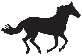 Horse black running animal silhouette. Vector llustration.