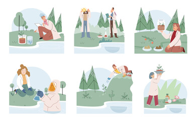 Nature science. Vector illustration. Studying natures processes and patterns contributes to advancement scientific knowledge Learning from natures wisdom guides us in developing sustainable Learning