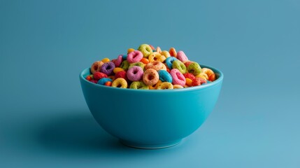 Rotating bowl of colorful breakfast cereal