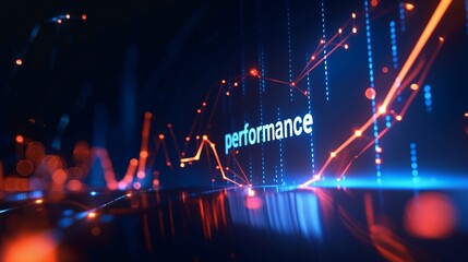 Performance is displayed on a growing chart in blue and orange light.