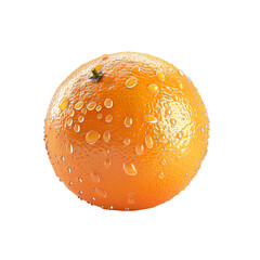 A rendered image of a orange with water drops on it.