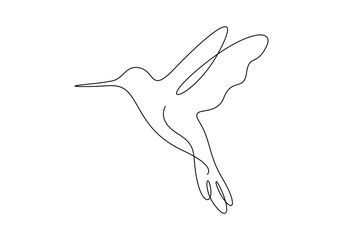 Humming bird continuous one line drawing vector illustration 