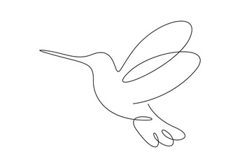 Humming bird continuous one line drawing vector illustration 