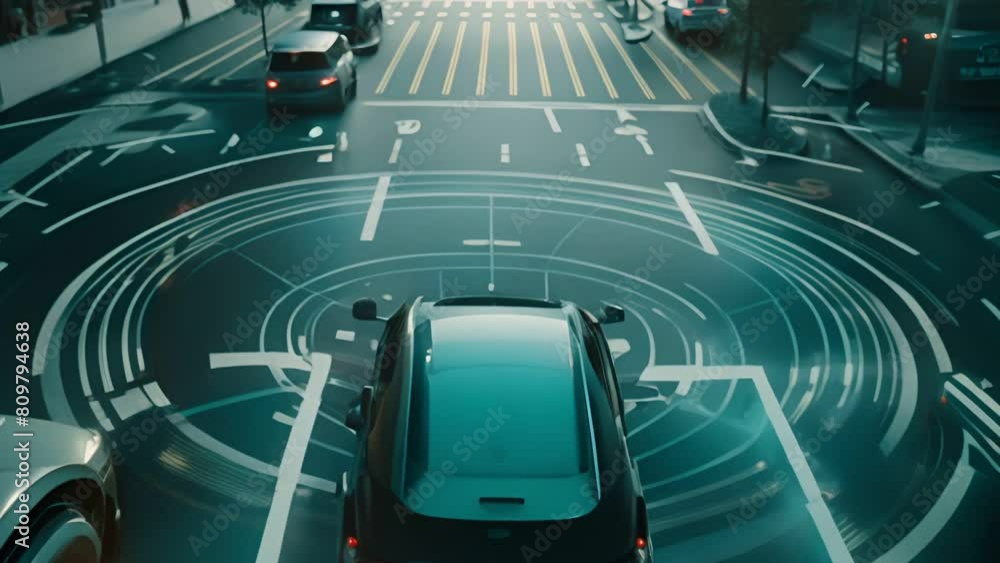 Poster modern smart car technology intelligent system using heads up display (hud) autonomous self driving 