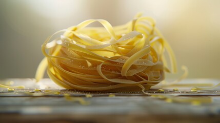 Spinning pasta noodles forming a nest, representing comfort food