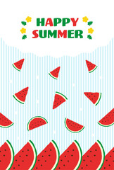 ISスイカのフレーム、暑中見舞いやサマーセールのフレーム背景素材02