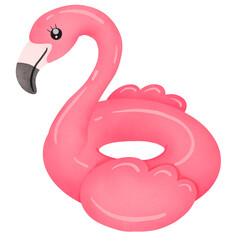 Pink flamingo swim ring illustration isolated