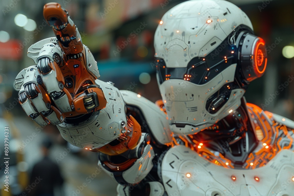 Poster a highly detailed portrait of a humanoid robot with an expressive face seemingly in deep thought