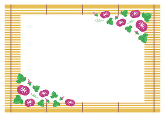 夏の背景素材、スダレと朝顔のベクターイラスト01