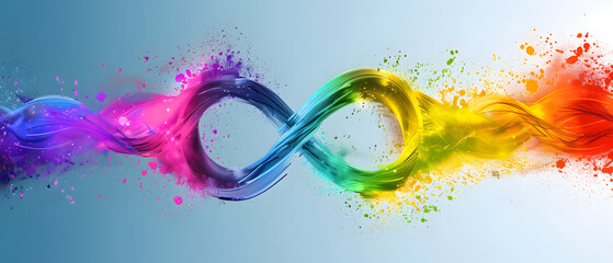 Inclusive Diversity: Rainbow Infinity Symbols Representing Neurodiversity and Equality Advocacy