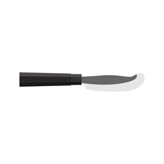 kujira hocho japanese kitchen knife flat design vector illustration isolated on white background. A traditional Japanese kitchen knife with a steel blade and wooden handle.