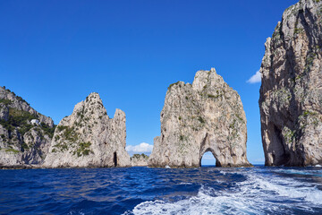 Faraglioni di Capri, rock formations by the island of Capri in the Campanian Archipelago, Italy
