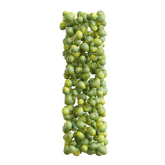 Alphabet made of green lime, letter I
