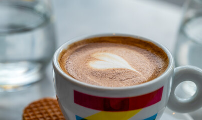Cup of coffee with milk. 