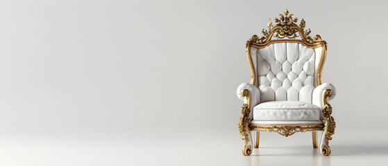 Luxurious Golden Throne Chair: Opulent Seat of Power in Royal Palace - Majestic Regalia and Monarchical Heritage