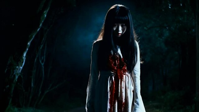 The ghost looks scary bloody scary