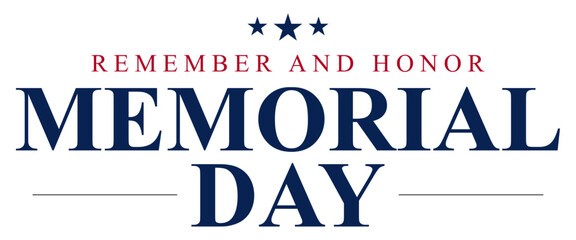 Happy Memorial Day Calligraphy brush text banner with transparent background