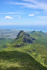 Aerial view of Mauritius island from the top of the mountain, Africa