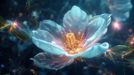 Celestial Blossom: A Time-Lapse of Rare Flower Blooming Under Planetary Alignment, generative ai.