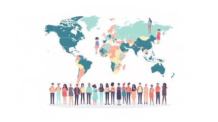 Obraz premium World population day illustrations generated from population composition maps.AI generated. 