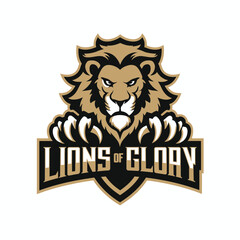 lion and a shield logo for lions and a lion.