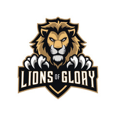 lion and a shield logo for lions and a lion.