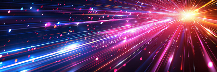 Naklejka premium colorful light tunnel background. Neon futuristic flashes on black background. Colorful light exposure in a tunnel. abstract fast moving stripe lines Motion light lines backdrop