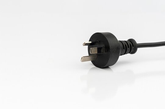 3 pin power cord Australian type isolated on white background
