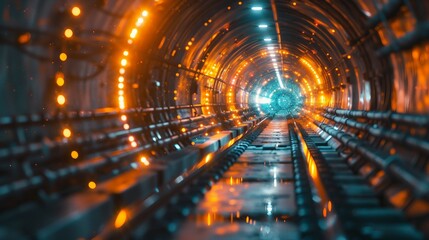 A tunnel with lights. AI generate illustration