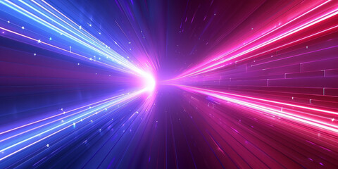 Naklejka premium colorful light tunnel background. Neon futuristic flashes on black background. Colorful light exposure in a tunnel. abstract fast moving stripe lines Motion light lines backdrop